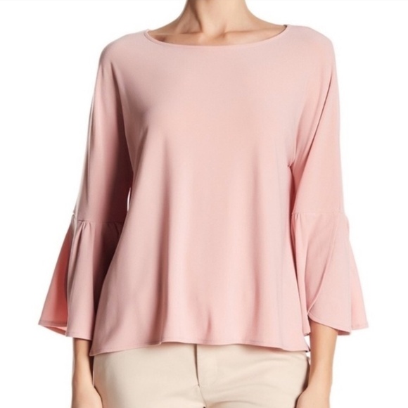 VINCE CAMUTO Women's Stretchy Bell Sleeve Blouse Size Large Pink - Picture 2 of 7